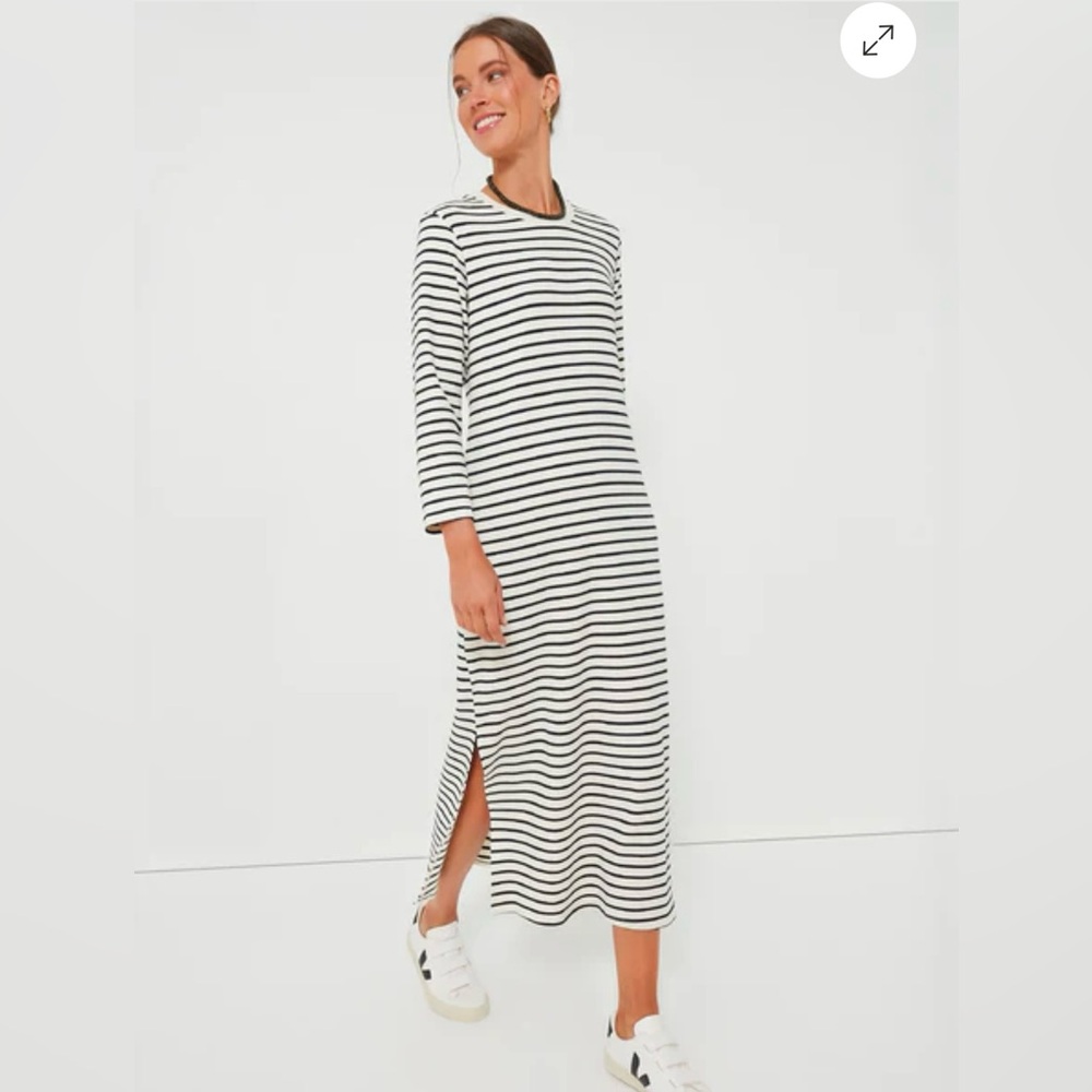 Tuckernuck Pomander Place XS Navy Striped Geo Maxi Dress